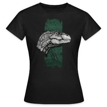 Ancient Elegance: Velociraptor's Majesty - Women's T-Shirt - black - Front - AI Model Female 172 dark (172cm)