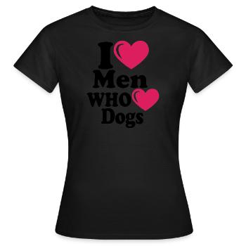 i heart men who heart dogs - Frauen T-Shirt - Schwarz - Vorne - AI Model Female 172 dark (172cm)