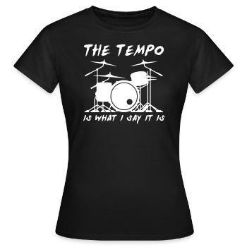 Batteur Le tempo est ce que je dis qu’il est - T-shirt Femme - noir - Devant - AI Model Female 172 dark (172cm)
