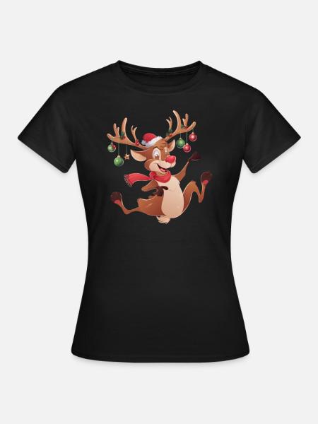 Lustiges Rentier Weihnachtsgeschenk - Frauen T-Shirt - Schwarz