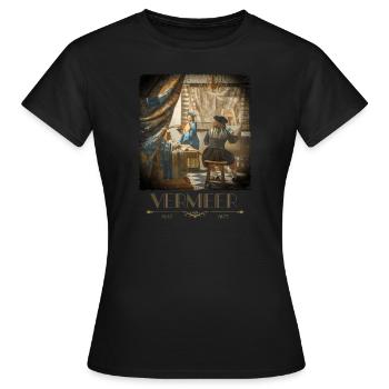 Jan Vermeer Die Malkunst Gemälde Coole Kunst - Frauen T-Shirt - Schwarz - Vorne - AI Model Female 172 dark (172cm)