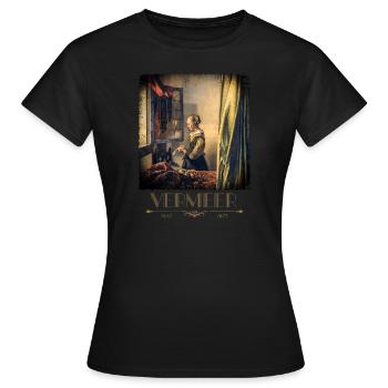 Jan vermeer Briefleserin Gemälde Coole Kunst - Frauen T-Shirt - Schwarz - Vorne - AI Model Female 172 dark (172cm)