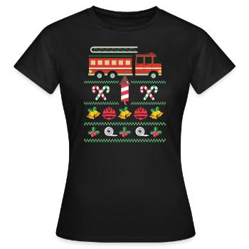 Merry Christmas Firefighter Xmas Firetruck Gift - Women's T-Shirt - black - Front - AI Model Female 172 dark (172cm)