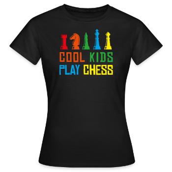 Échecs enfants échiquier joueur d'échecs échec et mat - T-shirt Femme - noir - Devant - AI Model Female 172 dark (172cm)