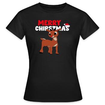 Rudolph das Rentier mit roter Nase + Christmas - Frauen T-Shirt - Schwarz - Vorne - AI Model Female 172 dark (172cm)
