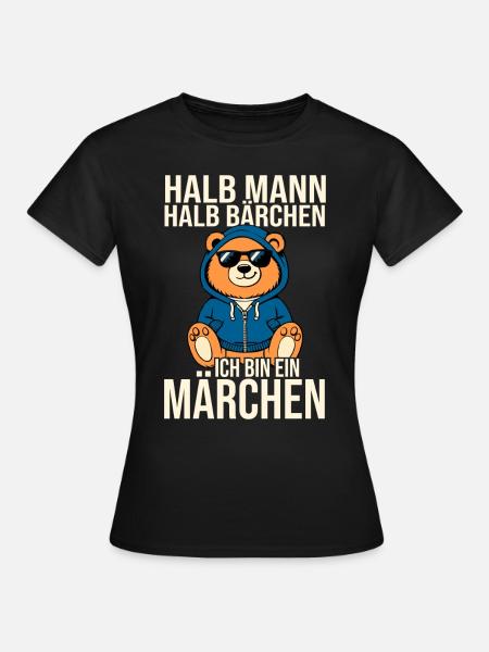 Bär halb Mann halb Bärchen Märchen Partner - Frauen T-Shirt - Schwarz