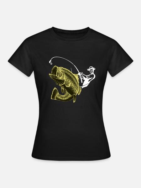 Angeln Angler Fisch - Frauen T-Shirt - Schwarz
