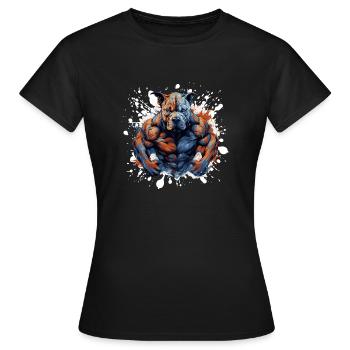 Fosse pour chien Muscles Combattant Bête - T-shirt Femme - noir - Devant - AI Model Female 172 dark (172cm)