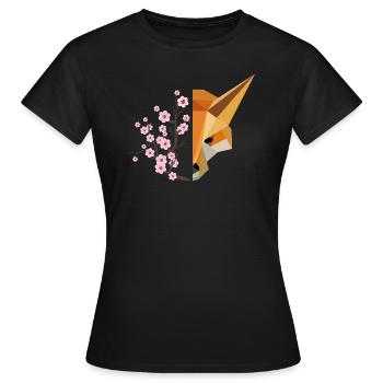 Japanische Kirschblüten Sakura Fuchs - Frauen T-Shirt - Schwarz - Vorne - AI Model Female 172 dark (172cm)