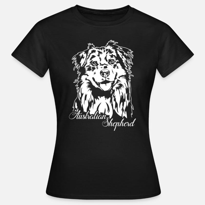 Australian Shepherd Aussie Portrait Hunde Wilsigns - Frauen T-Shirt - Schwarz