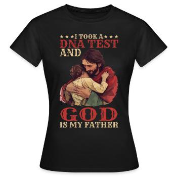 J’ai fait un test ADN et Dieu est mon père 35 - T-shirt Femme - noir - Devant - AI Model Female 172 dark (172cm)