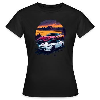 Klassischer Sportwagen - Frauen T-Shirt - Schwarz - Vorne - AI Model Female 172 dark (172cm)
