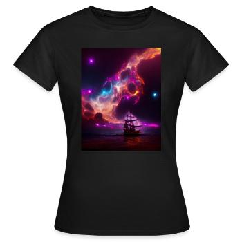 Pirate ship in space - Women's T-Shirt - black - Front - AI Model Female 172 dark (172cm)
