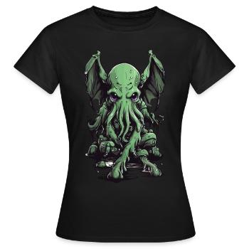 Monstre visqueux des tentacules d’Halloween Cthulhu - T-shirt Femme - noir - Devant - AI Model Female 172 dark (172cm)