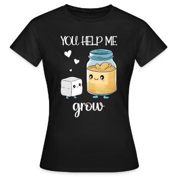 Vous m’aidez à faire pousser une chimie mignonne de sucre et de levure - T-shirt Femme - noir - Devant - AI Model Female 172 dark (172cm)