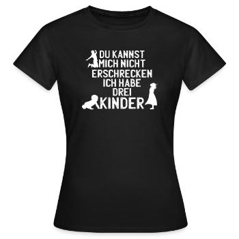 Drei Kinder 3 Eltern Mama Papa Geschenk - Frauen T-Shirt - Schwarz - Vorne - AI Model Female 172 dark (172cm)