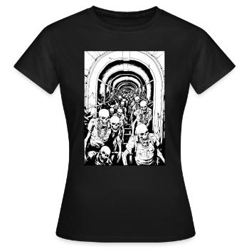 The tunnel of the living zombie colleagues - Women's T-Shirt - black - Front - AI Model Female 172 dark (172cm)