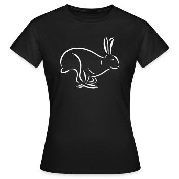 laufender Hase Feldhase Langohr Löffel Zeichnung - Frauen T-Shirt - Schwarz - Vorne - AI Model Female 172 dark (172cm)