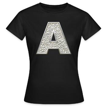 A, lettre, lettre A, initiale, initiale A, monogramme, - T-shirt Femme - noir - Devant - AI Model Female 172 dark (172cm)