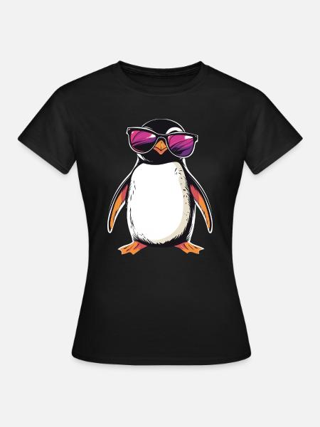 Pinguin - Dame-T-shirt - sort