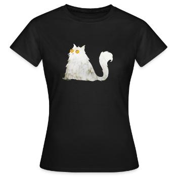 mollige Katze - Frauen T-Shirt - Schwarz - Vorne - AI Model Female 172 dark (172cm)
