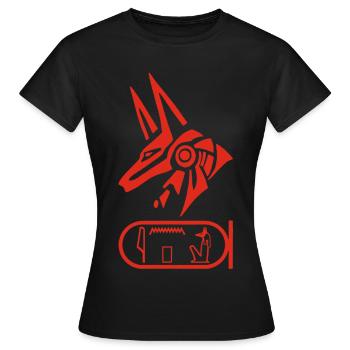 Dieu Anubis (rouge) - T-shirt Femme - noir - Devant - AI Model Female 172 dark (172cm)
