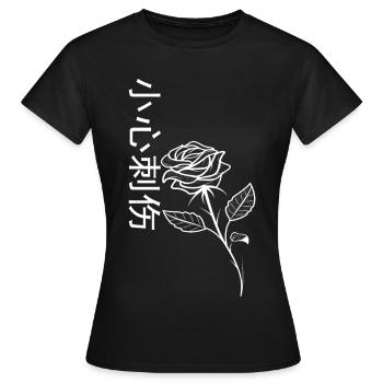 Rose Vorsicht Stachelig - Frauen T-Shirt - Schwarz - Vorne - AI Model Female 172 dark (172cm)