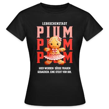Pium: süsse Lebkuchen Frau in Borgholzhausen - Frauen T-Shirt - Schwarz - Vorne - AI Model Female 172 dark (172cm)