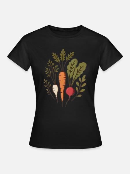 Vegane Wurzeln Karotten-Radieschen-Design - Frauen T-Shirt - Schwarz