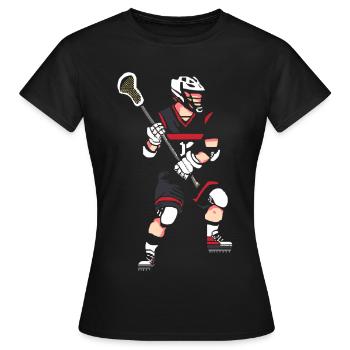 Lacrosse Spieler Pixel - Frauen T-Shirt - Schwarz - Vorne - AI Model Female 172 dark (172cm)