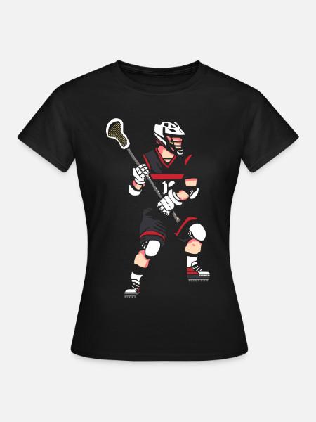 Lacrosse Spieler Pixel - Frauen T-Shirt - Schwarz