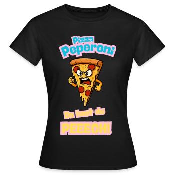 Wütende Pepperoni Pizza Karikatur - Frauen T-Shirt - Schwarz - Vorne - AI Model Female 172 dark (172cm)