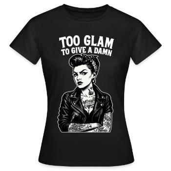 Rockabella Pin-Up: Outlaw Tattoo Girl & Lederjacke - Frauen T-Shirt - Schwarz - Vorne - AI Model Female 172 dark (172cm)