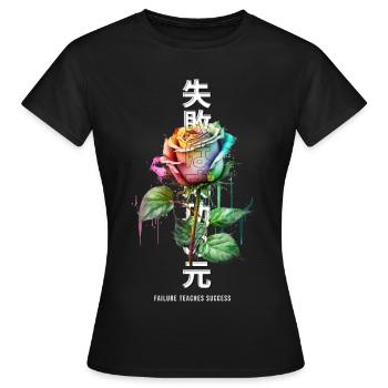 Failure Teaches Success Rainbow Rose - Frauen T-Shirt - Schwarz - Vorne - AI Model Female 172 dark (172cm)