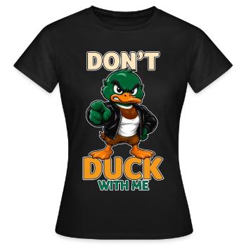 Ne me prends pas la tête drôle, canard colvert en colère - T-shirt Femme - noir - Devant - AI Model Female 172 dark (172cm)