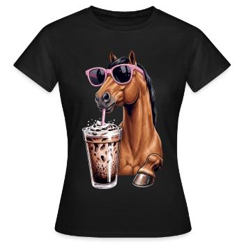 Horse Bubble Tea - Women's T-Shirt - black - Front - AI Model Female 172 dark (172cm)