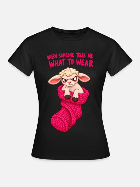 Angry Sheep – Girl Mood - Frauen T-Shirt - Schwarz