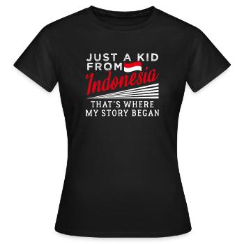 Indonésie - T-shirt Femme - noir - Devant - AI Model Female 172 dark (172cm)