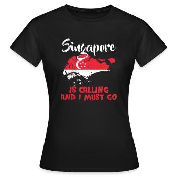 Singapur - Frauen T-Shirt - Schwarz - Vorne - AI Model Female 172 dark (172cm)