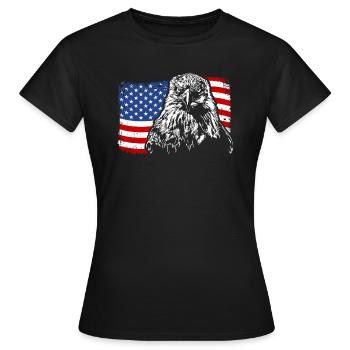 Aigle à tête blanche ADLER Amérique Drapeau Wilsigns - T-shirt Femme - noir - Devant - AI Model Female 172 dark (172cm)
