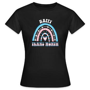 Joyeux mois trans Transgender Rainbow - T-shirt Femme - noir - Devant - AI Model Female 172 dark (172cm)