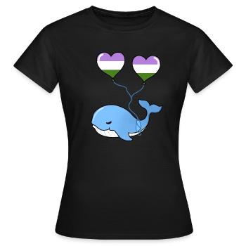 Ballon Whale Heart Genderqueer - T-shirt Femme - noir - Devant - AI Model Female 172 dark (172cm)