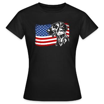 Chien de chasse à l’odeur hanovrienne Chiens de drapeau de l’Amérique - T-shirt Femme - noir - Devant - AI Model Female 172 dark (172cm)