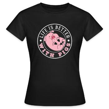 Schwein - Frauen T-Shirt - Schwarz - Vorne - AI Model Female 172 dark (172cm)