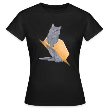 Chat dans une boîte en carton - T-shirt Femme - noir - Devant - AI Model Female 172 dark (172cm)
