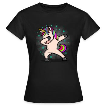 Dabbing Einhorn Unicorn - Frauen T-Shirt - Schwarz - Vorne - AI Model Female 172 dark (172cm)