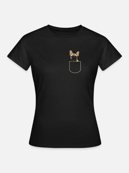 Französische Bulldogge In Der Brusttasche - T-shirt dam - svart