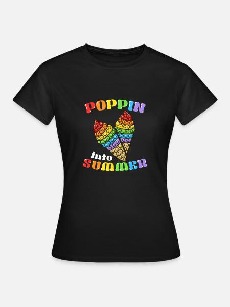 Poppin Into Summer Pop It Fidget Cone Ice Cream - Women's T-Shirt - black