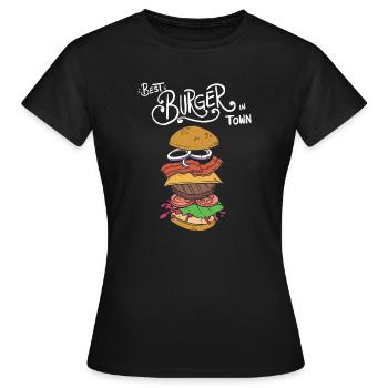 Best Burger in Town Tafel - Rezept - Frauen T-Shirt - Schwarz - Vorne - AI Model Female 172 dark (172cm)