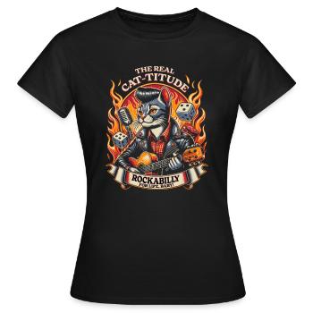 Rockabilly Cat-titude Musique rétro vintage - T-shirt Femme - noir - Devant - AI Model Female 172 dark (172cm)